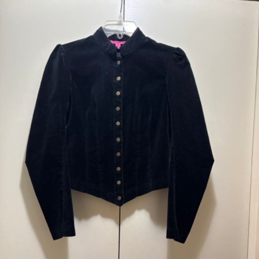 Black velvet jacket w brass buttons - steampunk cosplay Victorian - size 6